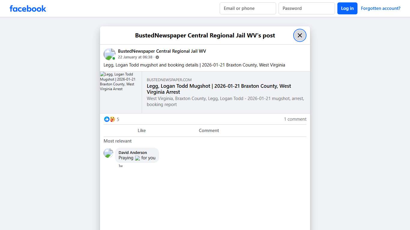 Legg, Logan... - BustedNewspaper Central Regional Jail WV Facebook