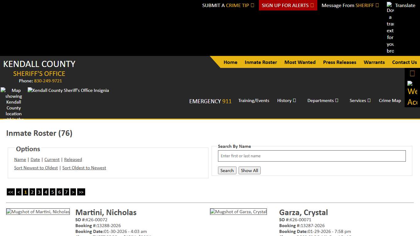 Inmate Roster - Current Inmates Booking Date Descending - Kendall County Sheriffs Office